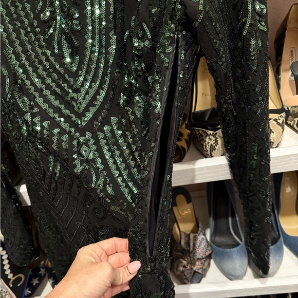 Elegant Green and Black Sequin Dress- Small - Picture 7 of 14